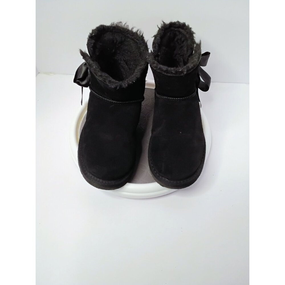 Pawz Dog Boots Black Faux Fur Suede Bow Detail Womens Size 8